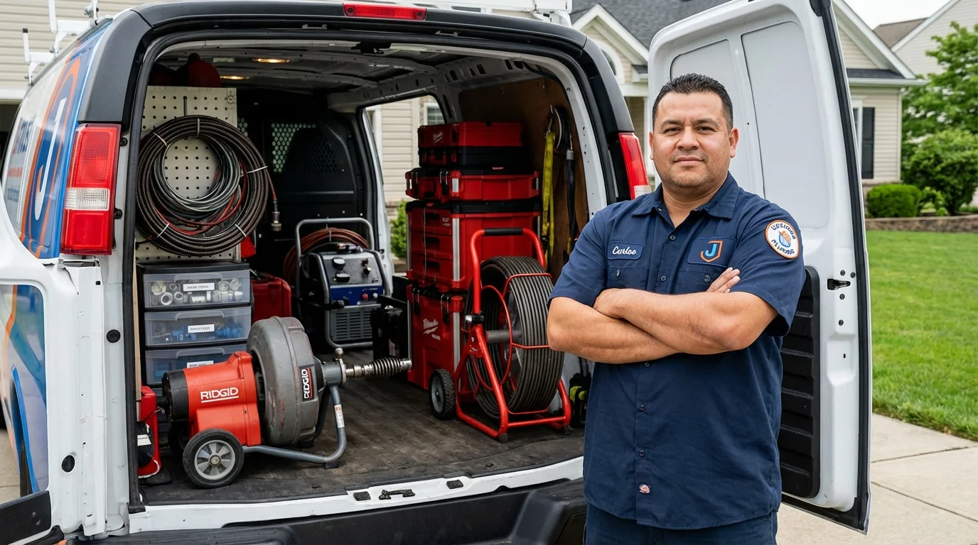 Professional drain cleaning equipment and Johns Plumbing LLC plumber in Orange Grove